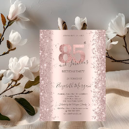 Rose Gold Glittrande Diamanter 85-årsdag Inbjudningar