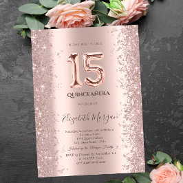 Rose Gold Glittrande Diamanter Quinceanera Inbjudningar