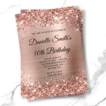 Rose Gold Glittrig Folie Monogram 50-årsdag