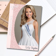 Rose Gold Glitz Folie Autografkort för Pageant