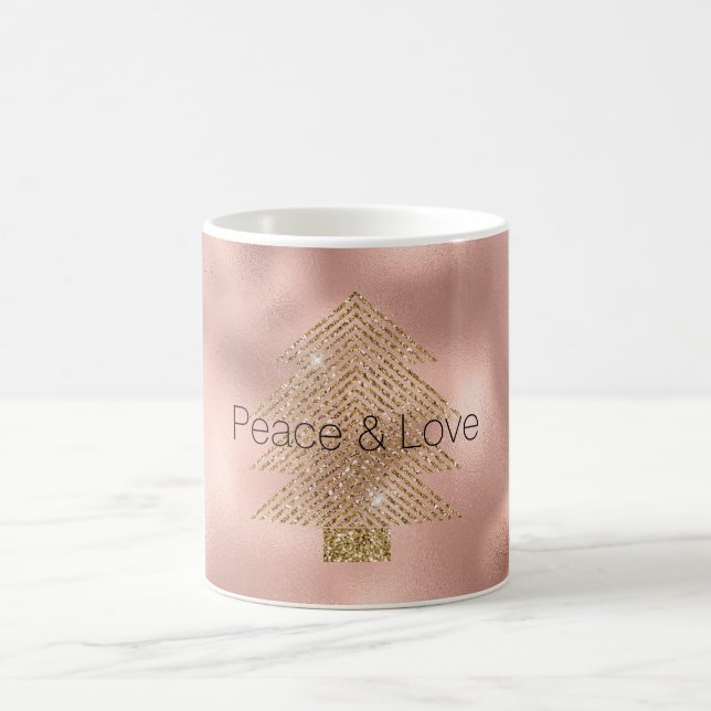 Rose Gold Glitzy Glitter Christmas Tree   Kaffemugg (Center)