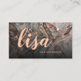 Rose Gold Grå Bläck Marmor Skanna QR-kod Företag C Visitkort
