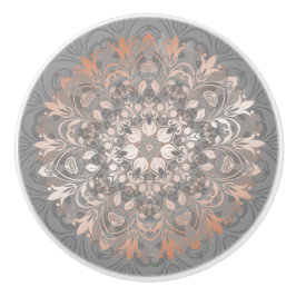 Rose Gold Grå Blommig Mandala Knopp