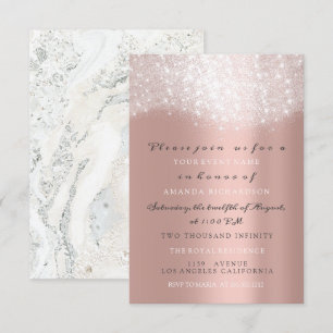Rose Gold Grå Glitter Marmor Konfetti Elegant VIP Inbjudningar