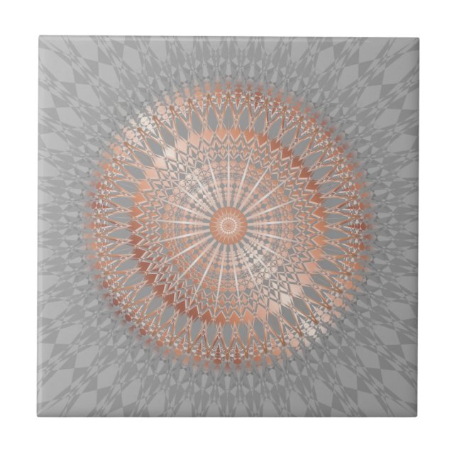 Rose Gold Grå Mandala Kakelplatta (Framsidan)