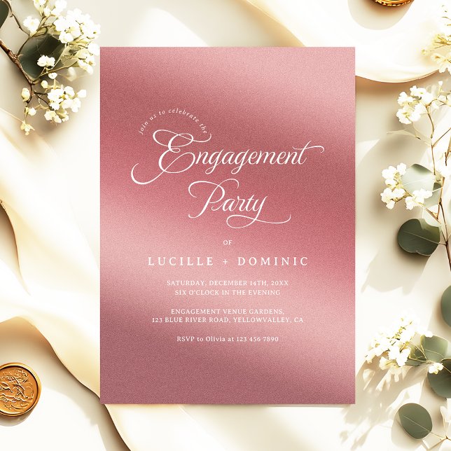 Rose Gold Gradient Modern Engagement Party Inbjudningar (Skapare uppladdad)