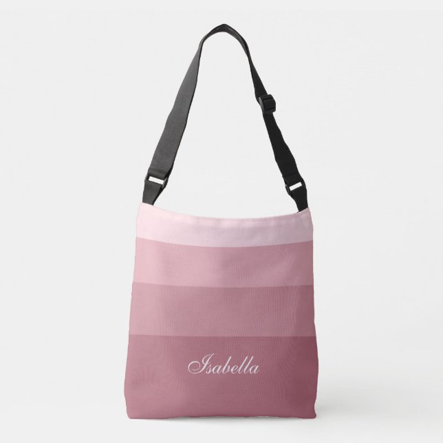 Rose Gold Gradient Ränder & Kalligrafi Axelväska (Framsida)