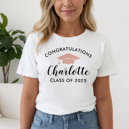 Rose Gold Grattis Graduate Namn 2026 T Shirt
