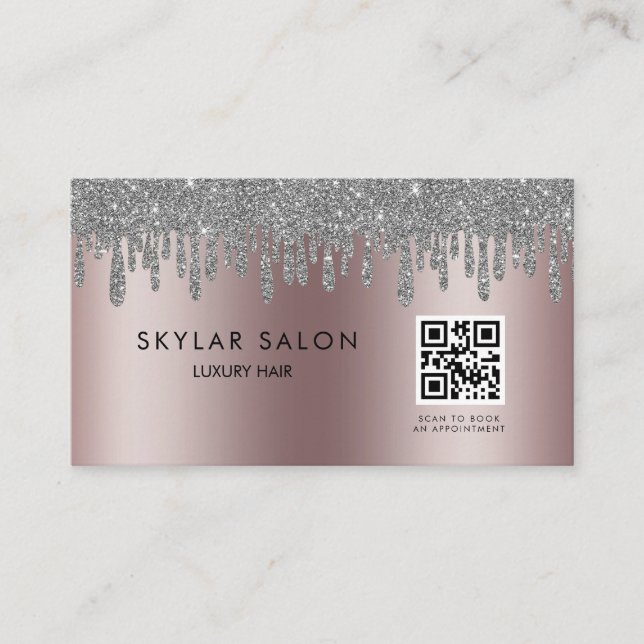  Rose Gold Hair Salon Stylist QR code  Visitkort (Framsida)