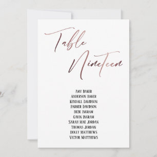 Rose Gold Handwriting Bord Nitton Placeringsplan