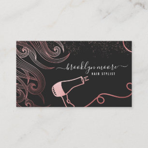 Rose Gold Hår Logo Frisör Elegant Visitkort