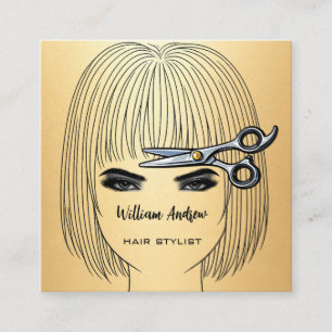 Rose Gold Hårstylist Flicka Salong Visitenkort Fyrkantigt Visitkort