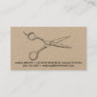 Rose Gold Hårstylist Sax Modern Barberfrisör Visitkort