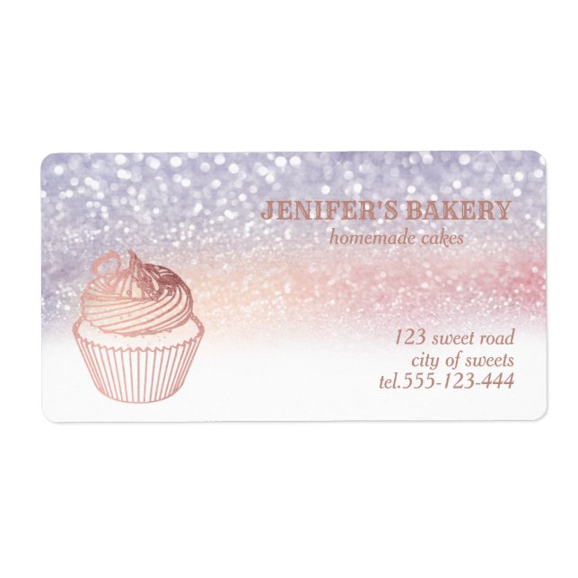 Rose gold Hemlagade cupcakes och godsaker förpackn Fraktsedel (Framsidan)