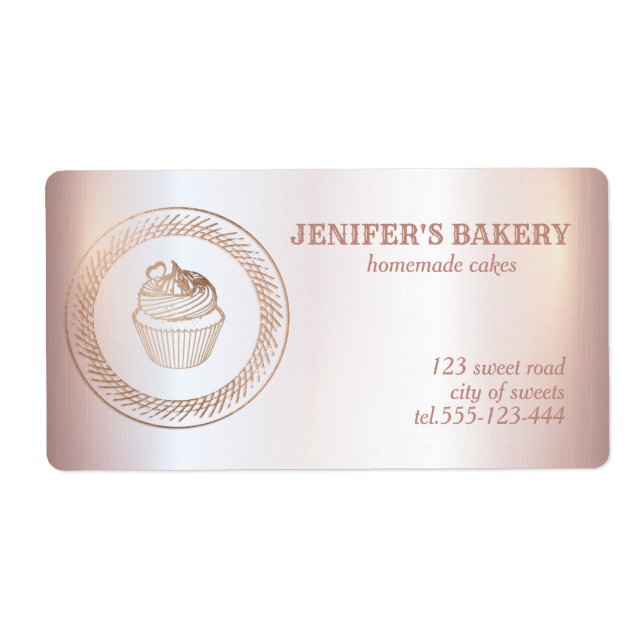 Rose gold Hemlagade cupcakes och godsaker förpackn Fraktsedel (Framsidan)