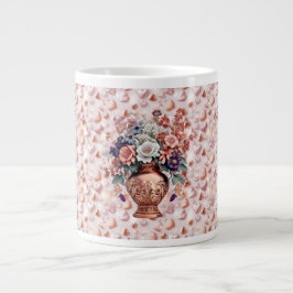 Rose Gold Hjärtan och Blommor Jätte Keramikkopp Jumbo Mugg
