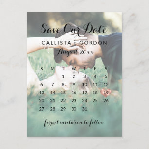 Rose Gold Hjärtformad Foto Kalender Save the Date Meddelande Vykort