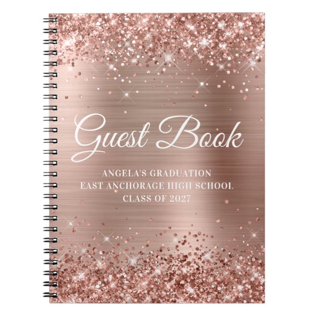 Rose Gold Högskoleavslutnings Gästbok Anteckningsbok (Framsidan)