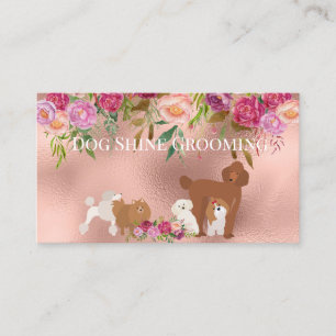 Rose Gold Hundvård Blommig Husdjurstjänster Visitkort