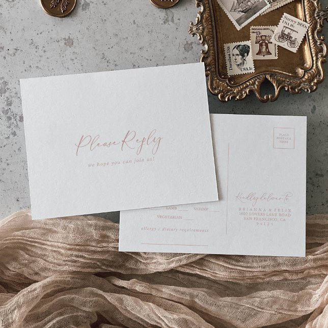 Rose Gold Idyllisk Stilfull Meny Val RSVP  (Skapare uppladdad)