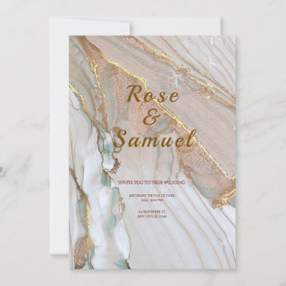 Rose Gold Ink Aesthetic Chic Wedding Invitation Inbjudningar