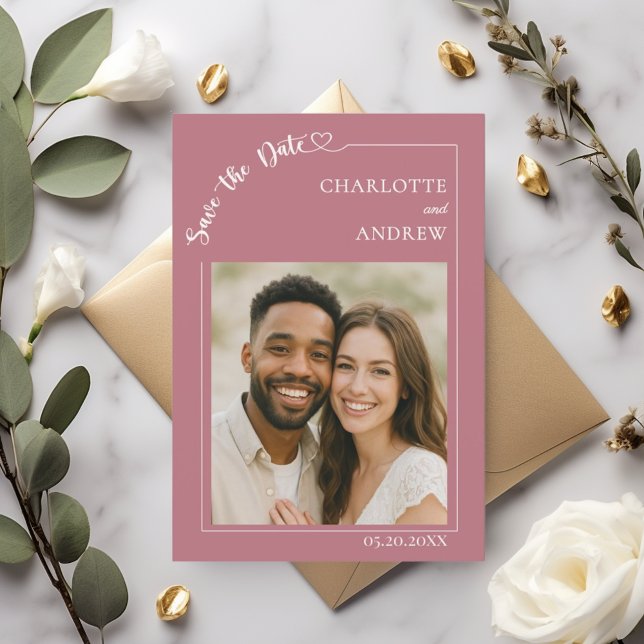 Rose gold ivory modern photo wedding Save the Date Spara Datumet (Skapare uppladdad)