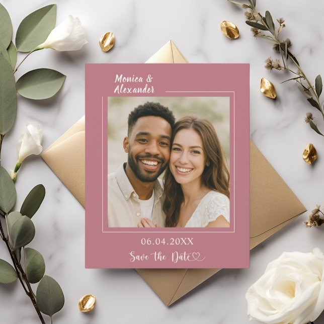 Rose gold ivory photo wedding Save the Date card (Skapare uppladdad)