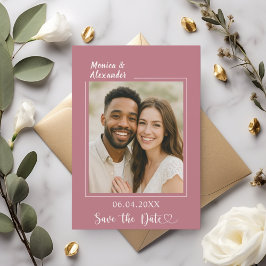 Rose gold ivory photo wedding Save the Date Spara Datumet