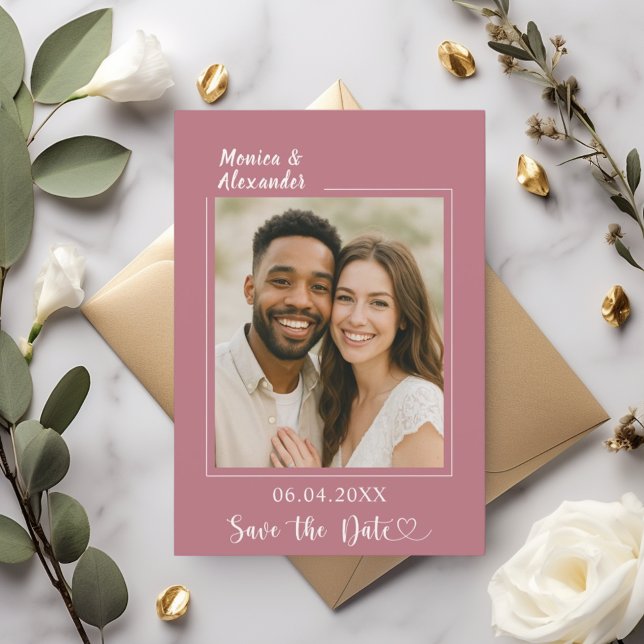 Rose gold ivory photo wedding Save the Date Spara Datumet (Skapare uppladdad)