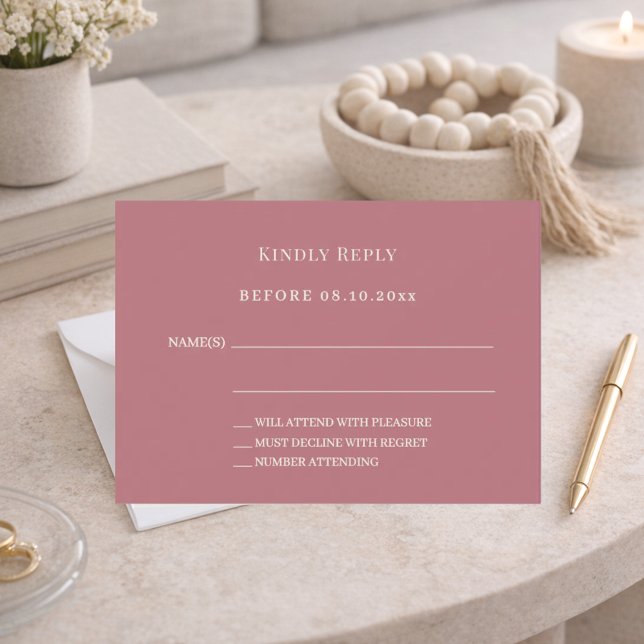 Rose gold ivory wedding response RSVP Anteckningskort (Skapare uppladdad)