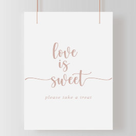 Rose Gold Kalligrafi Kärlek är Sött Tecken Poster