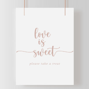Rose Gold Kalligrafi Kärlek är Sött Tecken Poster