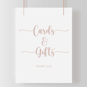 Rose Gold Kalligrafi Kort och Present Skylt
