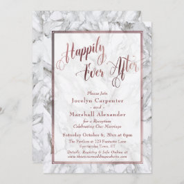 Rose Gold Kalligrafi Lyckliga Alltid Efter Marmor Inbjudningar