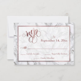 Rose Gold Kalligrafi RSVP Grå och Vit Marmor OSA Kort