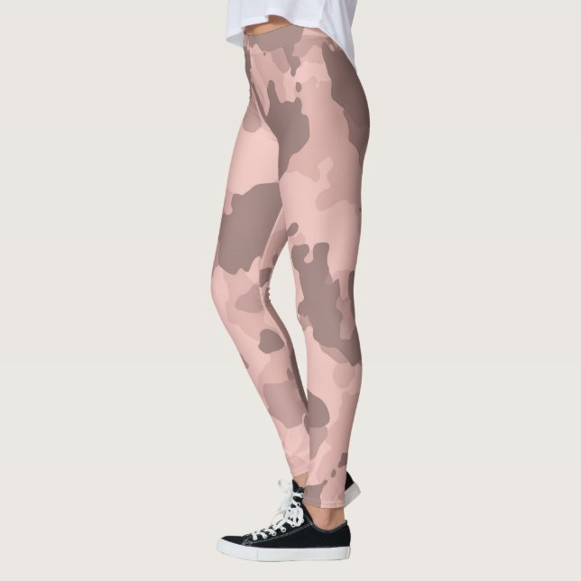 Rose Gold Kamouflage Kamouflage Mönster Militär Leggings (Vänster)