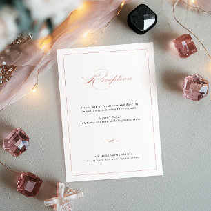Rose Gold Klassisk Elegant Skript Bröllopsmottagni Tilläggskort