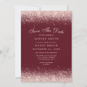 Rose Gold Konfetti Burgundy Modern Spara Datumet