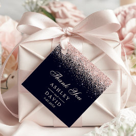 Rose Gold Konfetti Marinblå Modern Bröllop Gåvor Etiketter