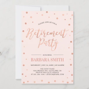 Rose Gold Konfetti Modern Pensionärsfest Inbjudningar