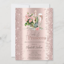 Rose Gold Konfetti Pärlor Prosecco Bröllopsdusch