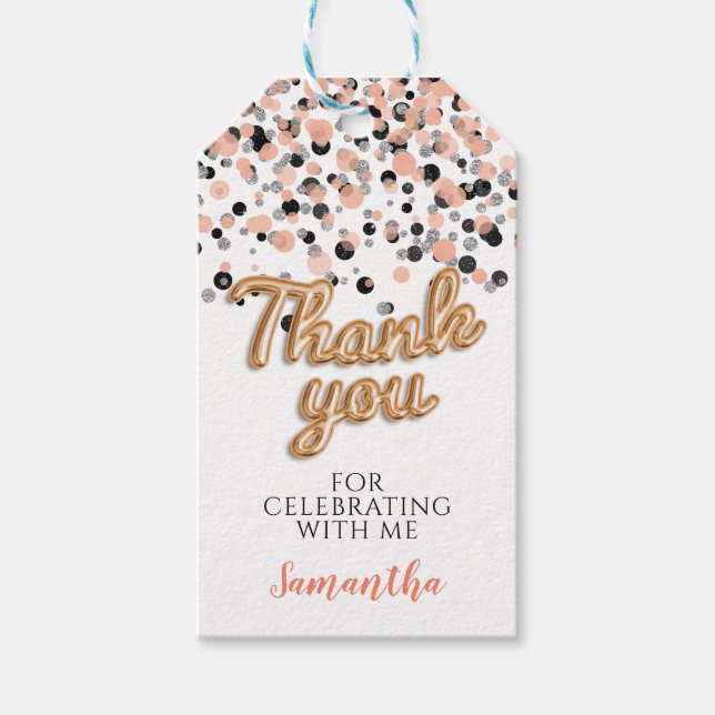 Rose Gold Konfetti Presentetikett (Framsidan)