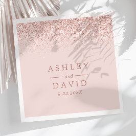 Rose Gold Konfetti Rosabruden Modern Bröllop Pappersservett