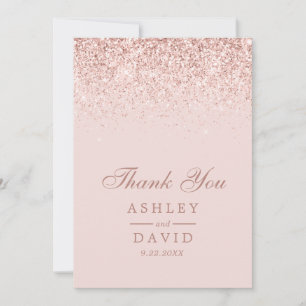 Rose Gold Konfetti Rosabruden Modern Bröllop Tack Kort