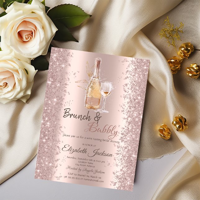 Rose Gold Konfettidricksglas Bröllopsfest Inbjudningar (Skapare uppladdad)