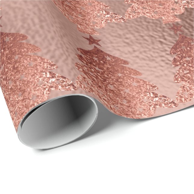 Rose Gold Koppar Guld Rosig Julgran Presentpapper (Rullad Hörn)