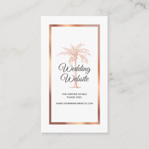 Rose Gold Koppar Palm Beach Marmor Bröllopswebbpla Tilläggskort