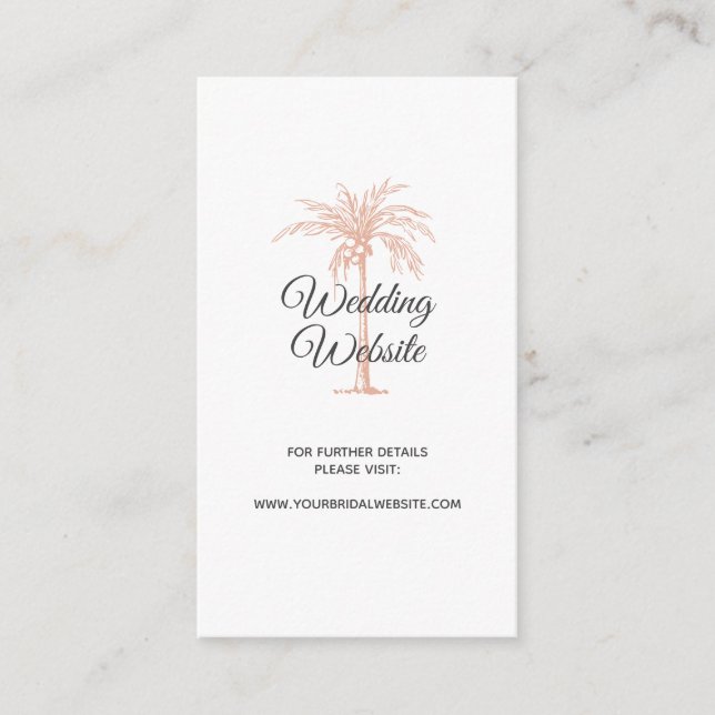 Rose Gold Koppar Palm Beach Marmor Bröllopswebbpla Tilläggskort (Framsida)