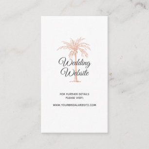 Rose Gold Koppar Palm Beach Marmor Bröllopswebbpla Tilläggskort