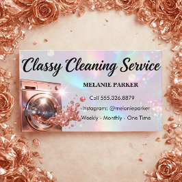 Rose Gold Laundry Holografisk Rengöring Visitkort